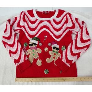 33 Degrees Womens Holiday Long Sleeve Gingerbread People Sweater size XL
